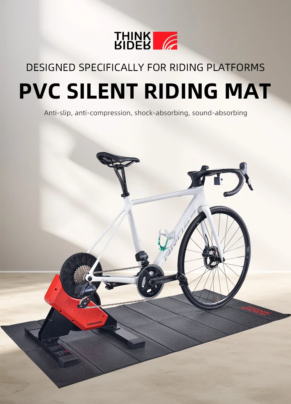 Thinkrider Trainingsmatte Yogamatte für Fahrrad Bicicletas Estaticas Trainer Übungsmatte für Trainer Floormat – Detail 1