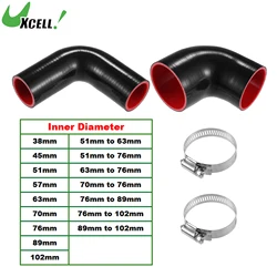 UXCELL 38mm 45mm 51mm 57mm ID 90 Degree Elbow Coupler Silicone Hose 4-Ply w/ 2 Pcs Clamps 63mm to 76mm 70mm to 76mm ID
