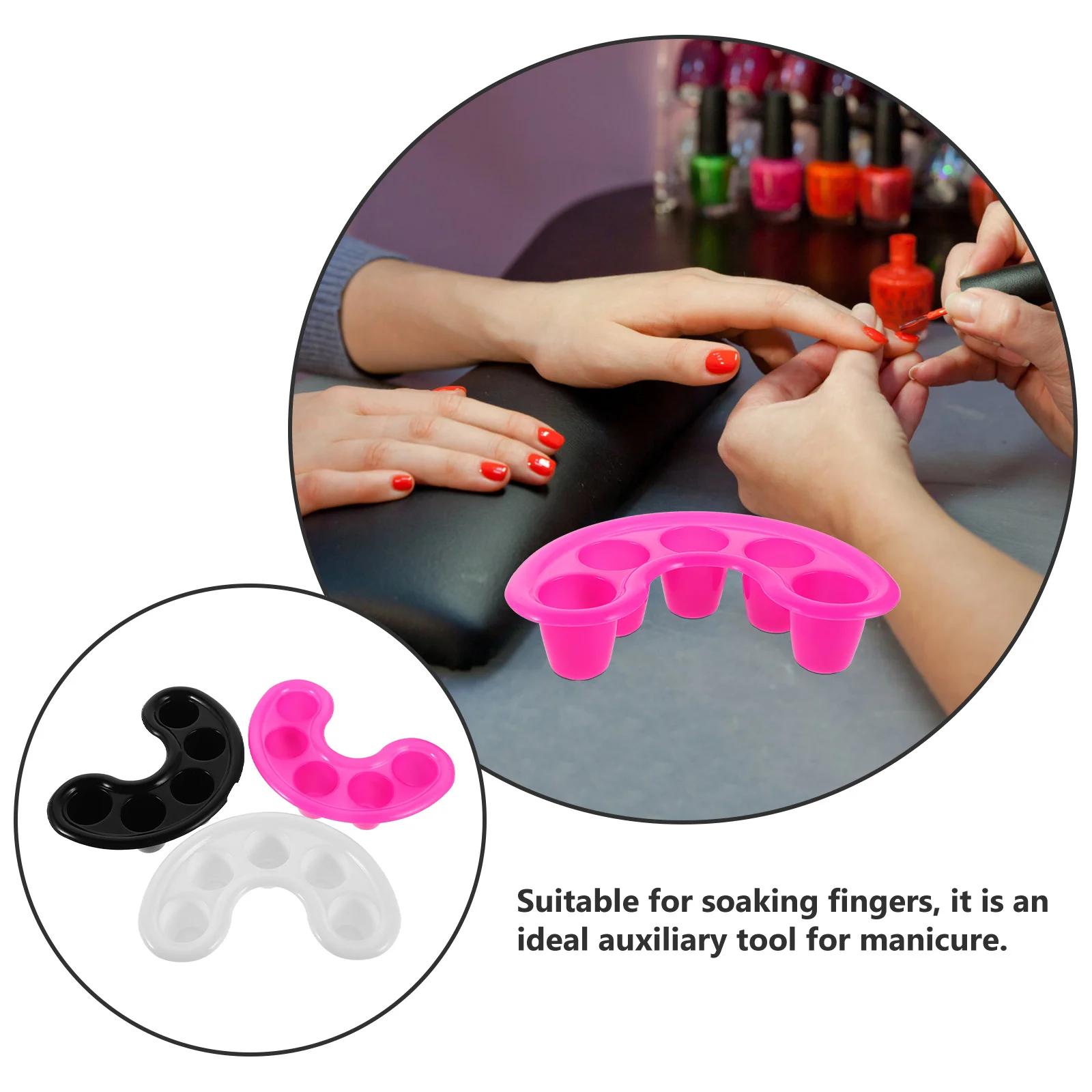 9-częściowy zestaw miseczek do moczenia palców do manicure, różne kolory, konstrukcja na pięć palców, miseczki do usuwania lakieru do paznokci, miseczki do manicure