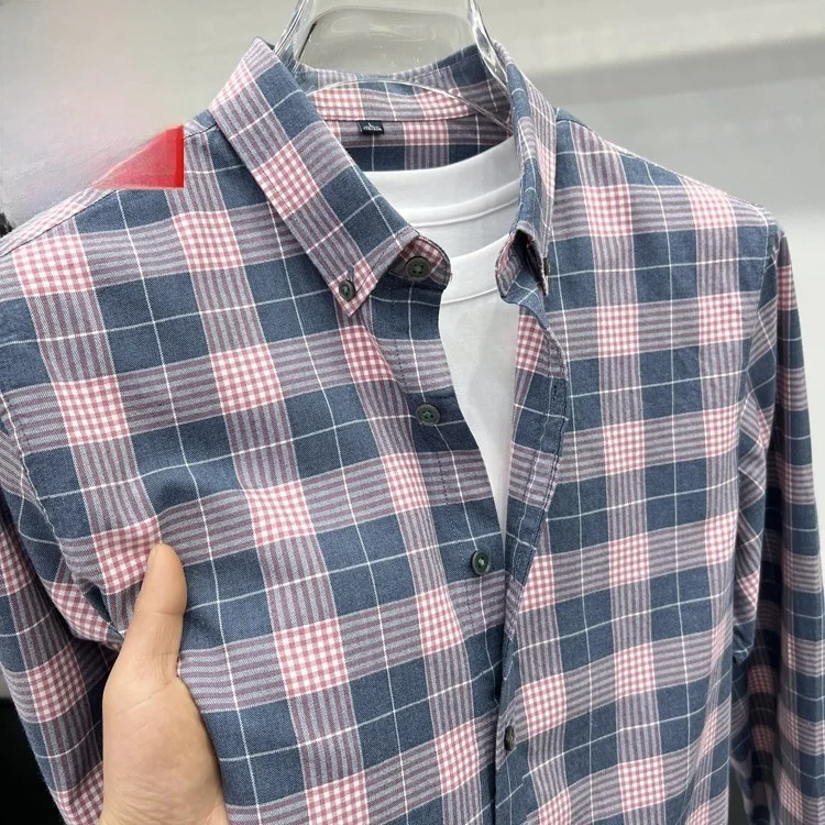 

Paul Men's Long Sve irt Stand Fit Faion Urban Sle Spring Autumn Plaid irt Cotton Lenzing Eco-Viscose Blend