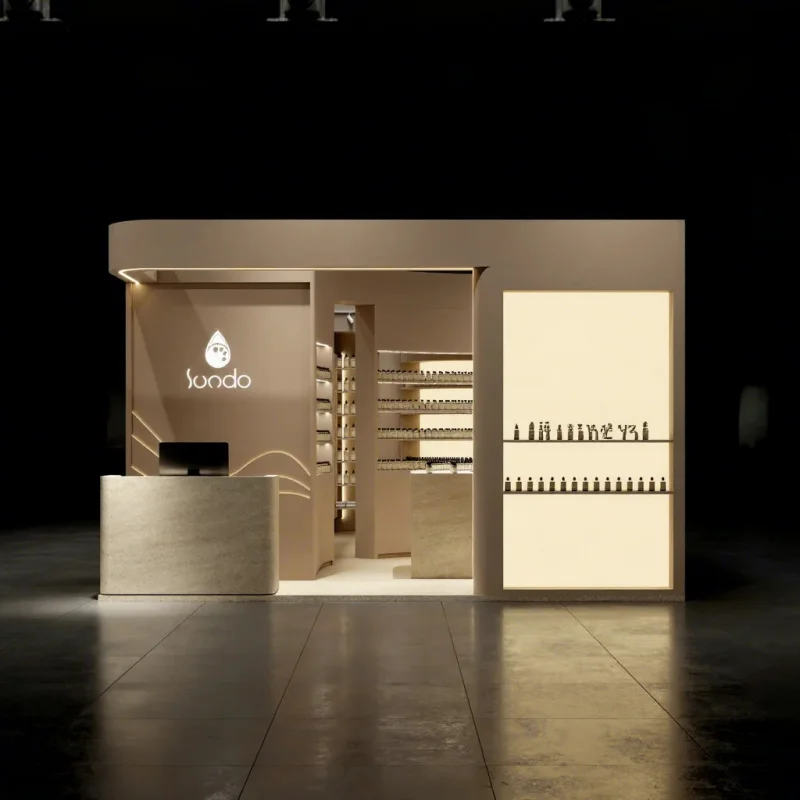 custom.Luxury Perfume Bar Display Showcase Custom Fragrance Shop Fixtures LED Lighting Complete Interior Build