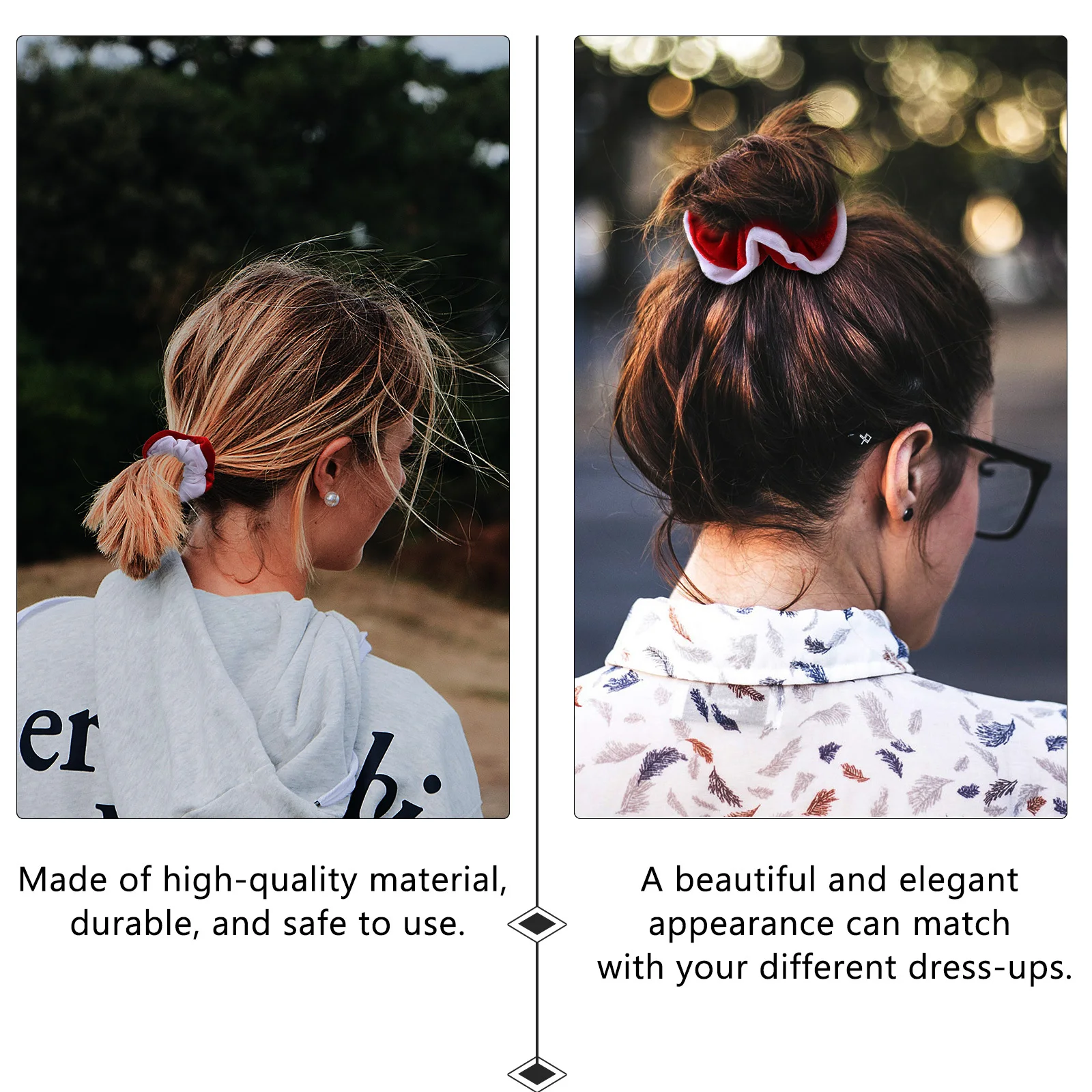 

20 шт. Рождественские аксессуары для волос: эластичные резинки для причесок, для праздничных мероприятий, костюмов, свадеб, блестящие элегантные кольца для волос