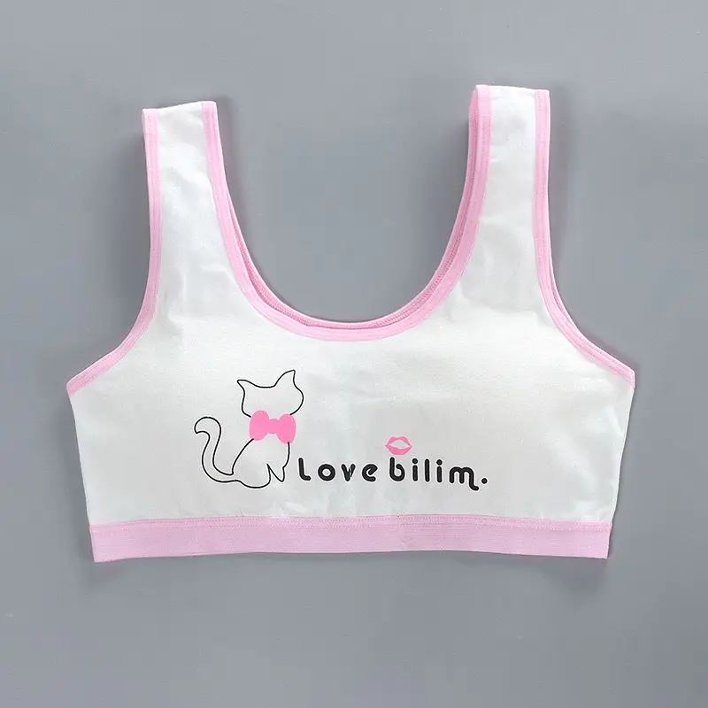 2PC Girl Training Bra Girl Development Period Bra Comfortable Sports Vest Underwear Girl Tube Top Sports Bra