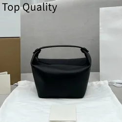 2024 Women's Solid Color Leather Material Mini Compact Design Lunch Box Bag Women's Top Quality Handbag