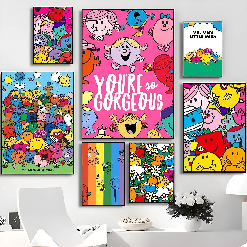 Children Book M-Mr Men L-Little Miss Vintage Posters Sticky Vintage Room Home Bar Cafe Decor Kawaii Room Decor