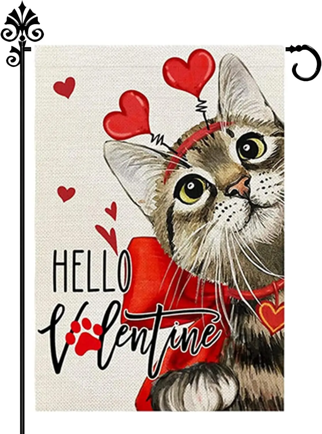 Valentines Day Small Garden Flag 12x18 Inch Cat Double Sided for Anniversary Wedding Valentines House Outdoor Decoration WWV yyi