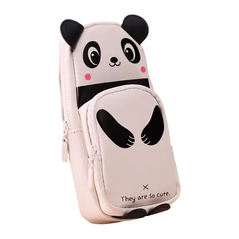 Pencil Case Pouch Large Panda Stationery Cosmetics Storage Bag Makeup Organization Bag With 2 Compartment Stationery Organizer
