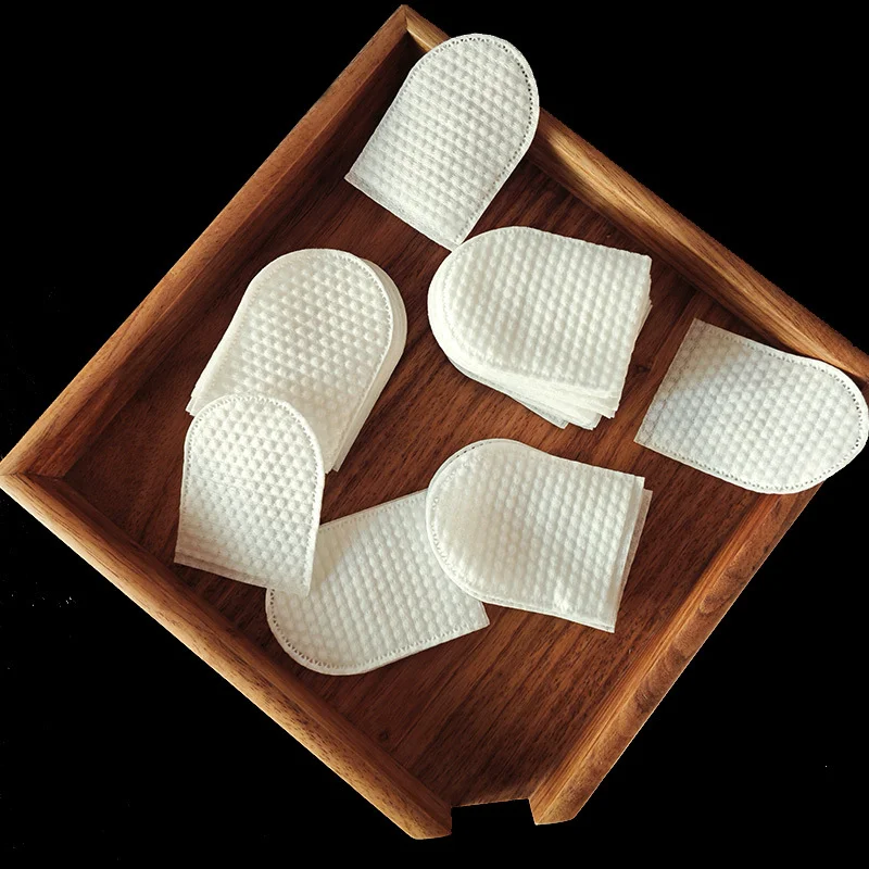 120 個 U 字型メイク落としコットンパッド使い捨てハンドインサートフェイスタオルシールクリーニングツールウェットコットンパッドトラベルメイクアップ