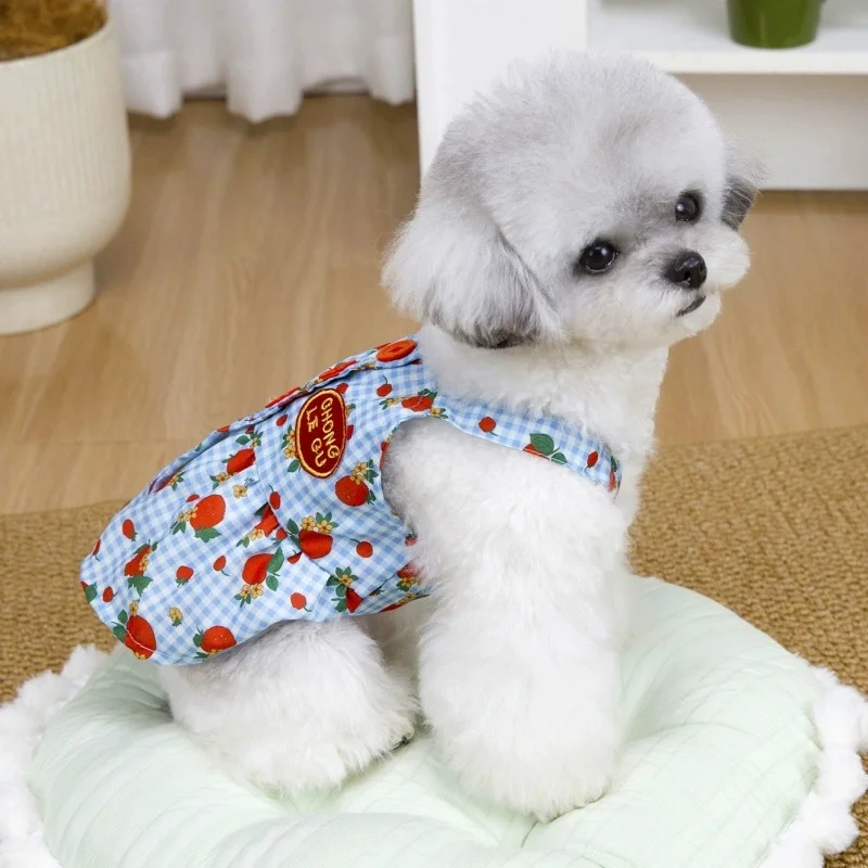 Ropa de verano para perros caniches y gatos – Estilo princesa, cuadros - imagen 3