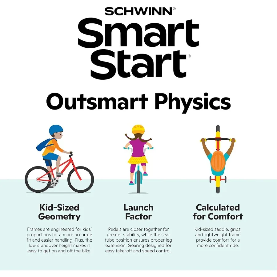 Bicicletta da 12 pollici per bambini dai 6 ai 13 anni, nera, blu, rossa, verde acqua, rosa o viola, design ergonomico SmartStart, sedile regolabile cresce con