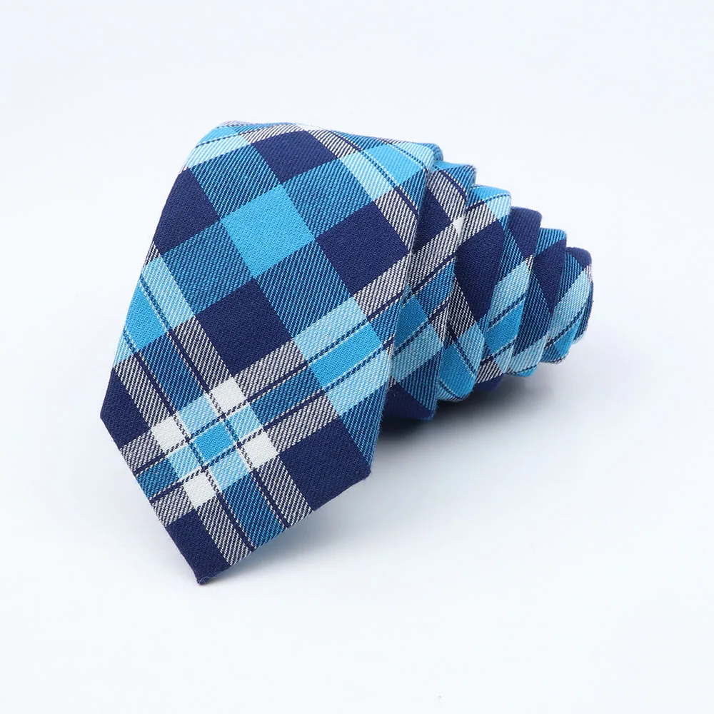 Men's Cotton Ties 6cm Classic Handmade Skinny Colorful Plaid Neckties Striped Narrow Collar Slim Casual Tie Accessories Gift