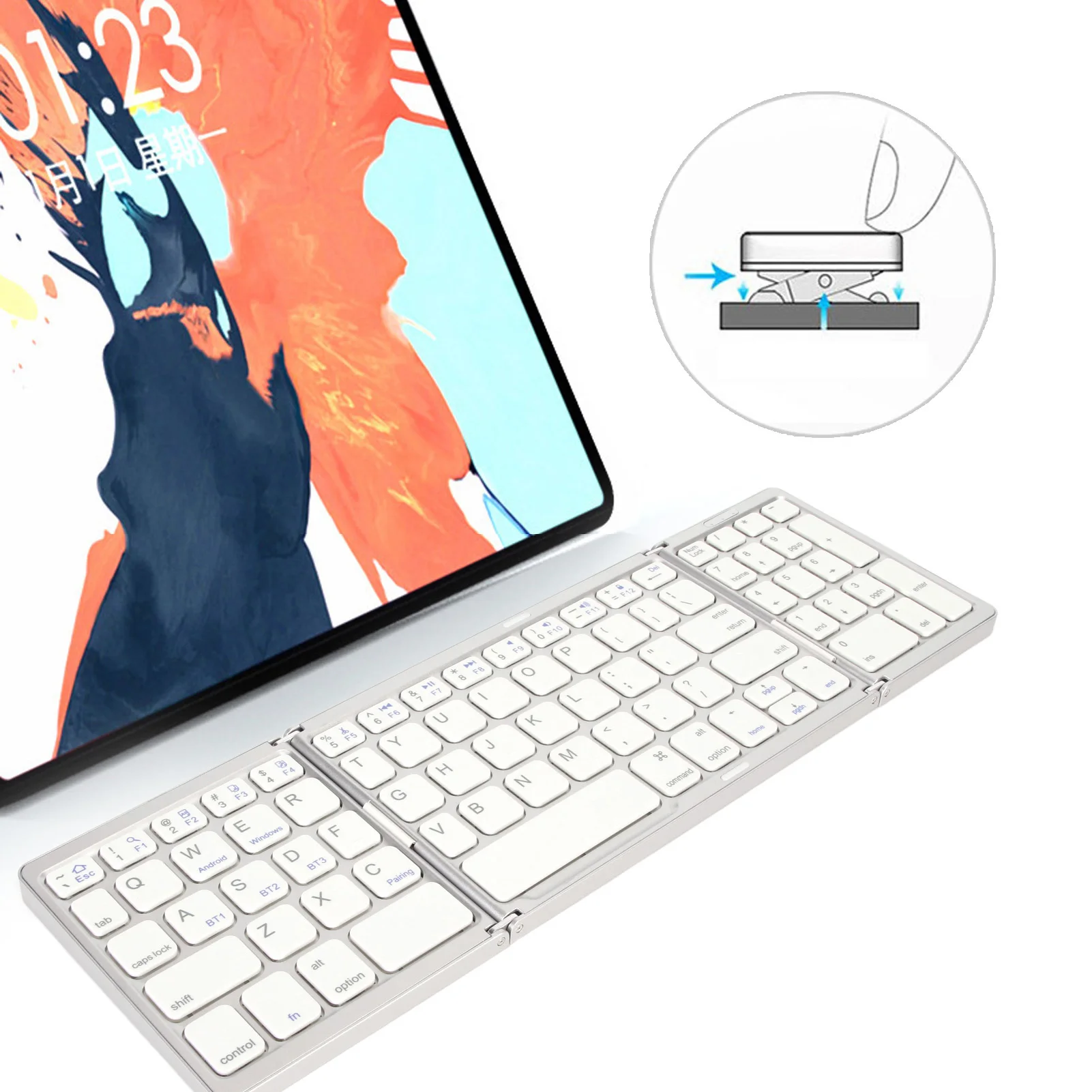 

Bluetooth Keyboard Triple Fold Multiple Device Connection Wireless Keyboard for Laptop Tablet Phone Foldable Bluetooth Keyboard