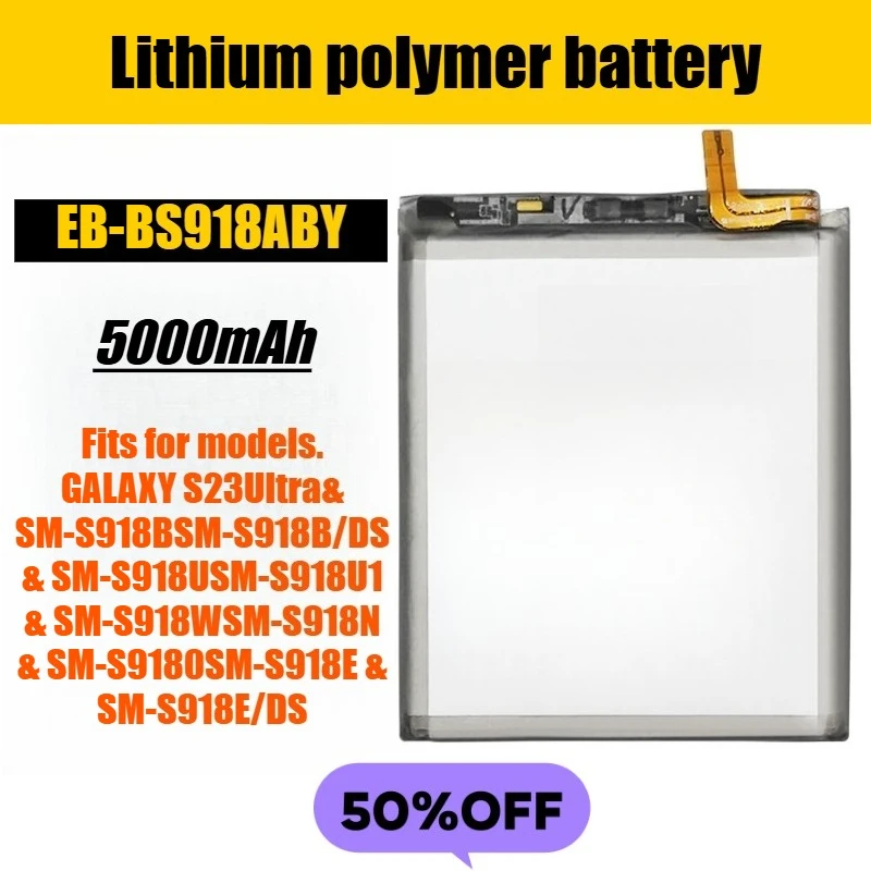 

Аккумулятор для мобильного телефона Samsung S23 Ultra, 3,88 В, 5000 мАч EB-BS918ABY