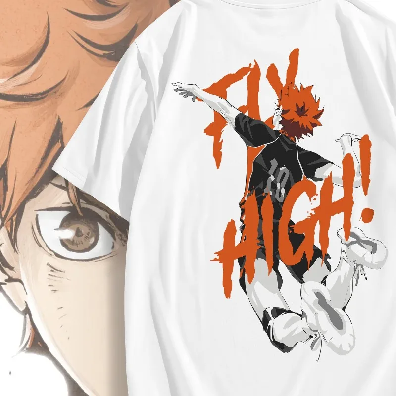 Haikyuu Hinata Shoyo Anime Double Sided Print T-shirt, Oversized Tee, Manga Streetwear Casual Short Sleeve for Anime Fans