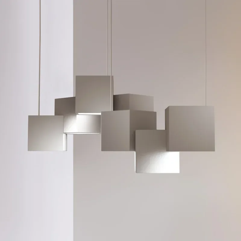 Lustre geométrico nórdico designer personalidade criativa sala de estar lâmpada quarto café bar balcão cubo mágico lustre