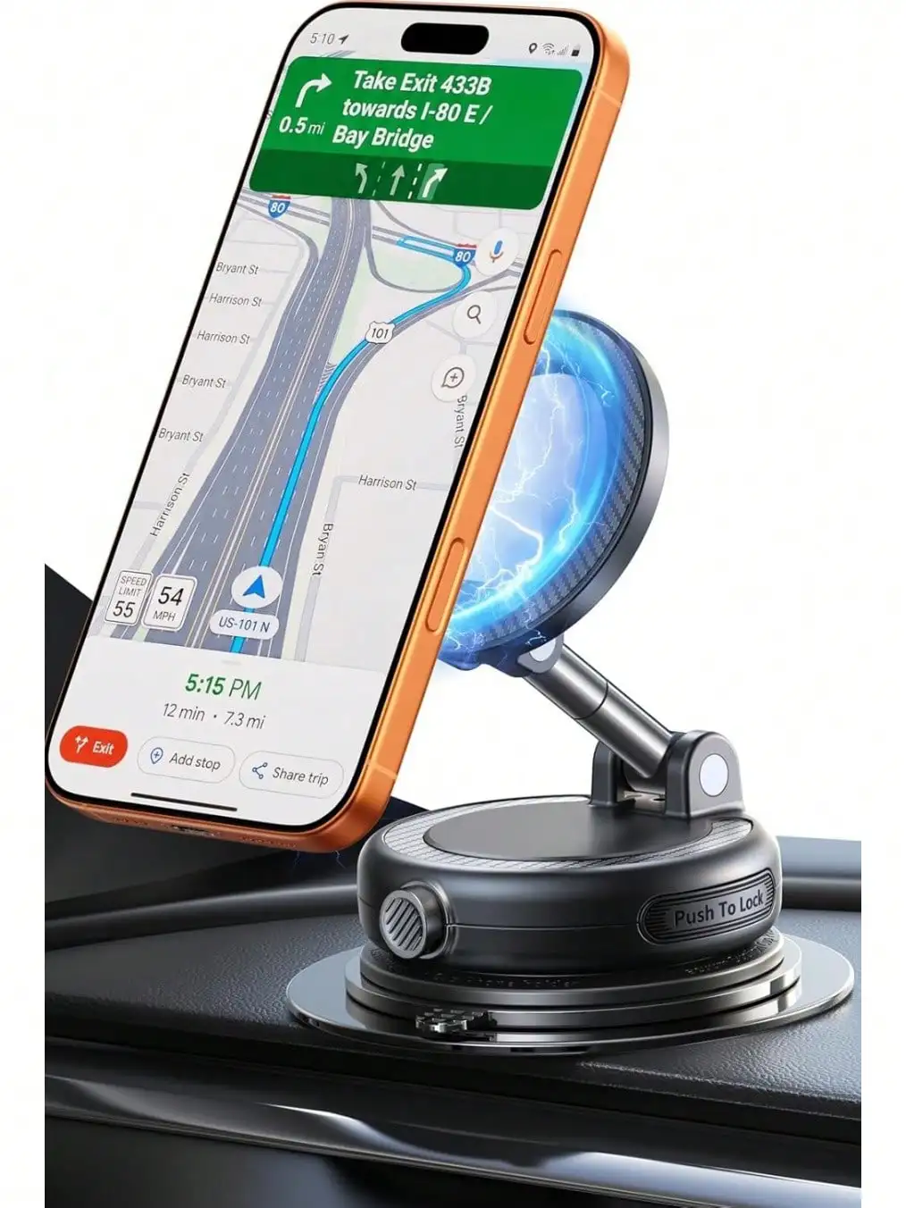 

NeverFall Car Phone Mount For MagSafe, 89lbs Vacuum Suction, Strong Magnetic Dashboard & Windshield Mount, 360 ° Adjustable Phone Holder For IPhone & All Phones, Carbon Fiber