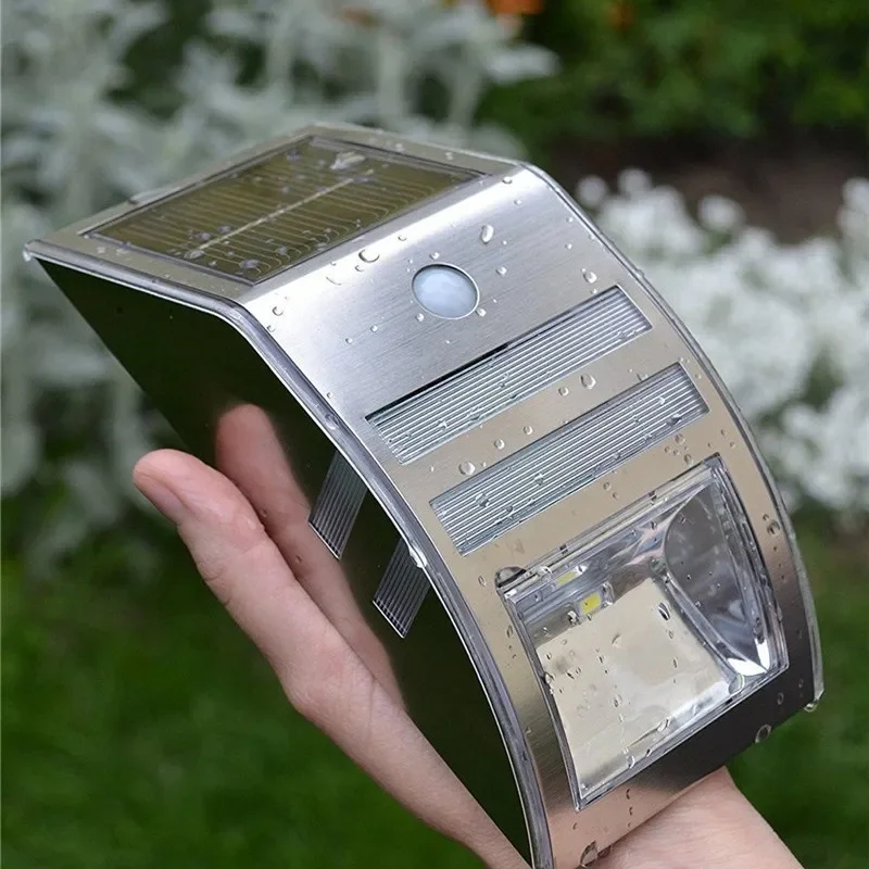 Wasserdichte Solar-Wandleuchte für den Außenbereich mit PIR-Bewegungssensor, LED-Licht, Edelstahlgehäuse für Villa- und Gartenbeleuchtung – Ausverkauf