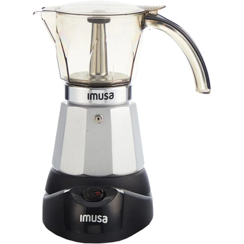 6 or 3cup Electric Espresso Maker, Silver