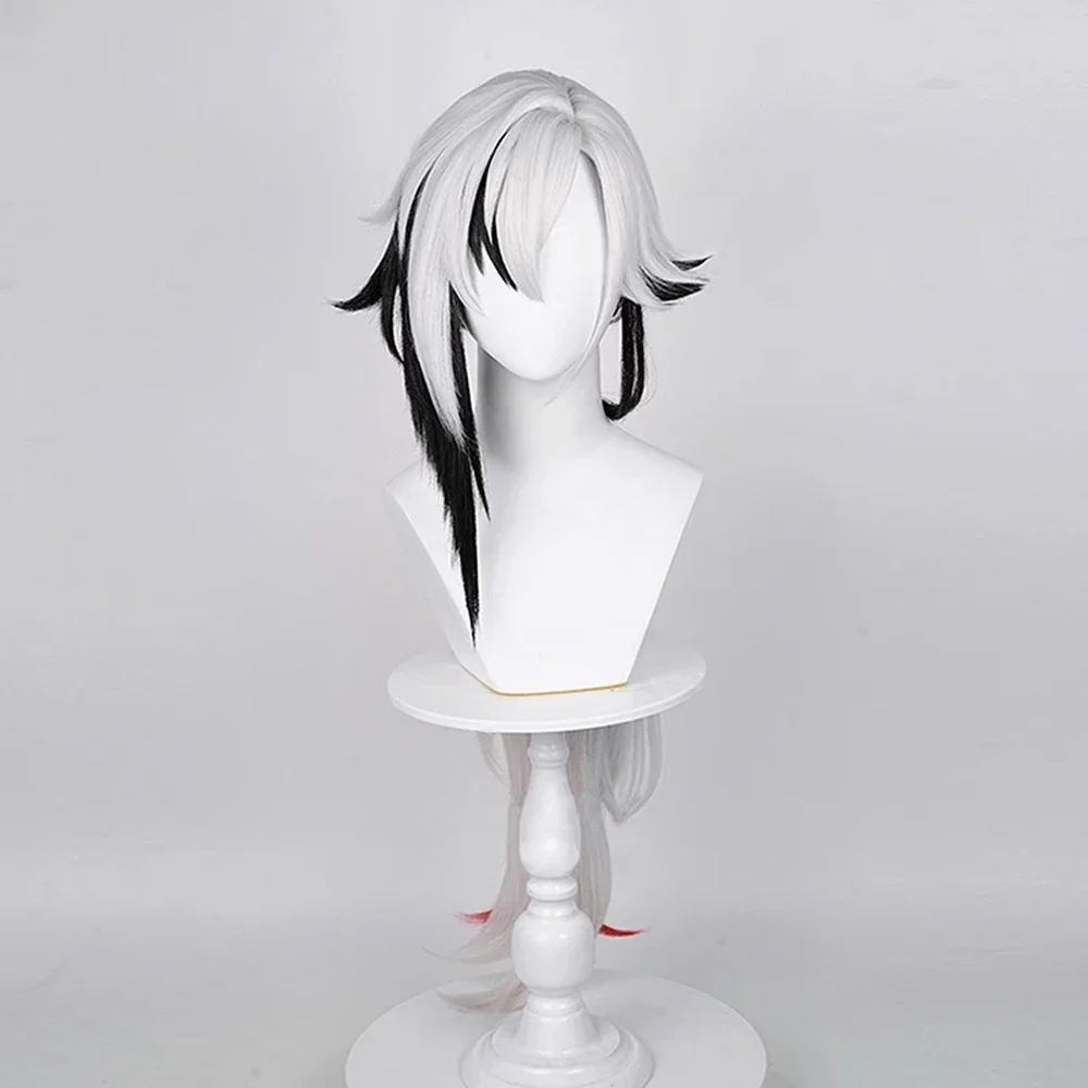 Genshin Impact Arlecchino Wigs The Knave Game Cosplay Synthetic Straight Long White Red Black Mix Hair Wig For Daily Party