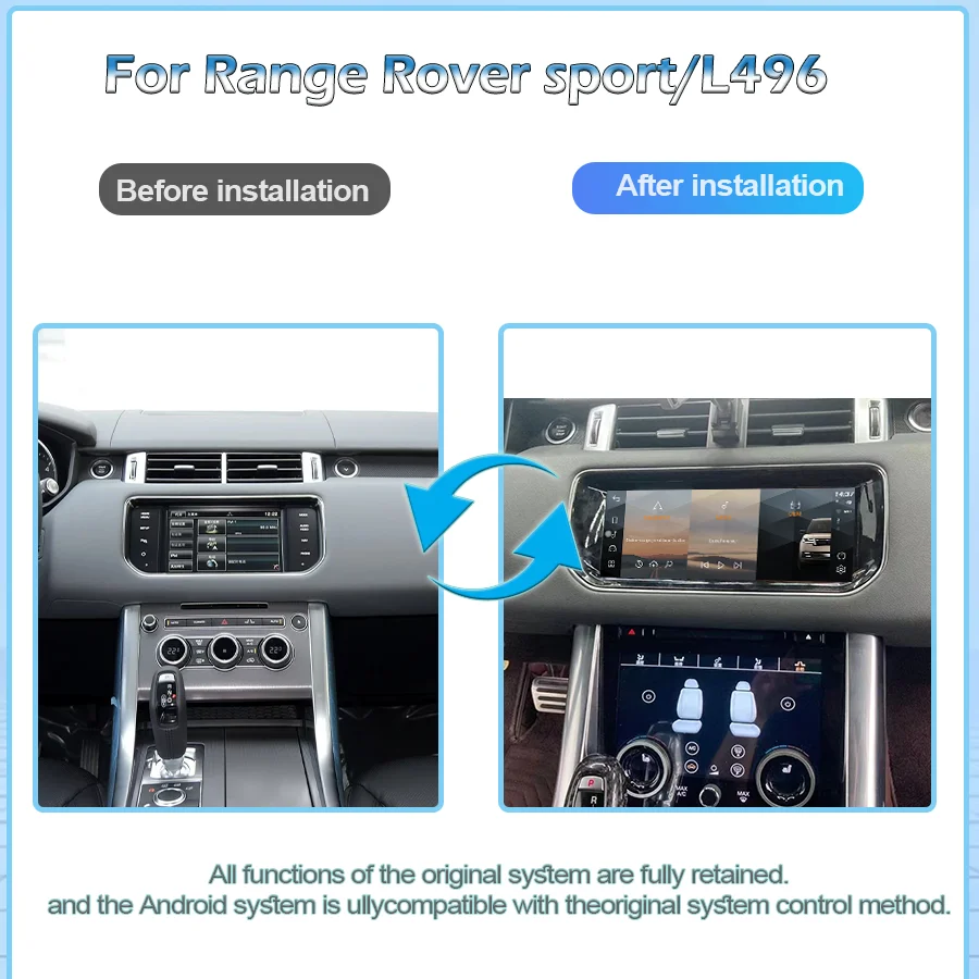 10.25 inch Android13 For 2014-2017 Range Rover Sport L494 Multimedia Player Radio Carplay Auto Retains The Original Feature Menu
