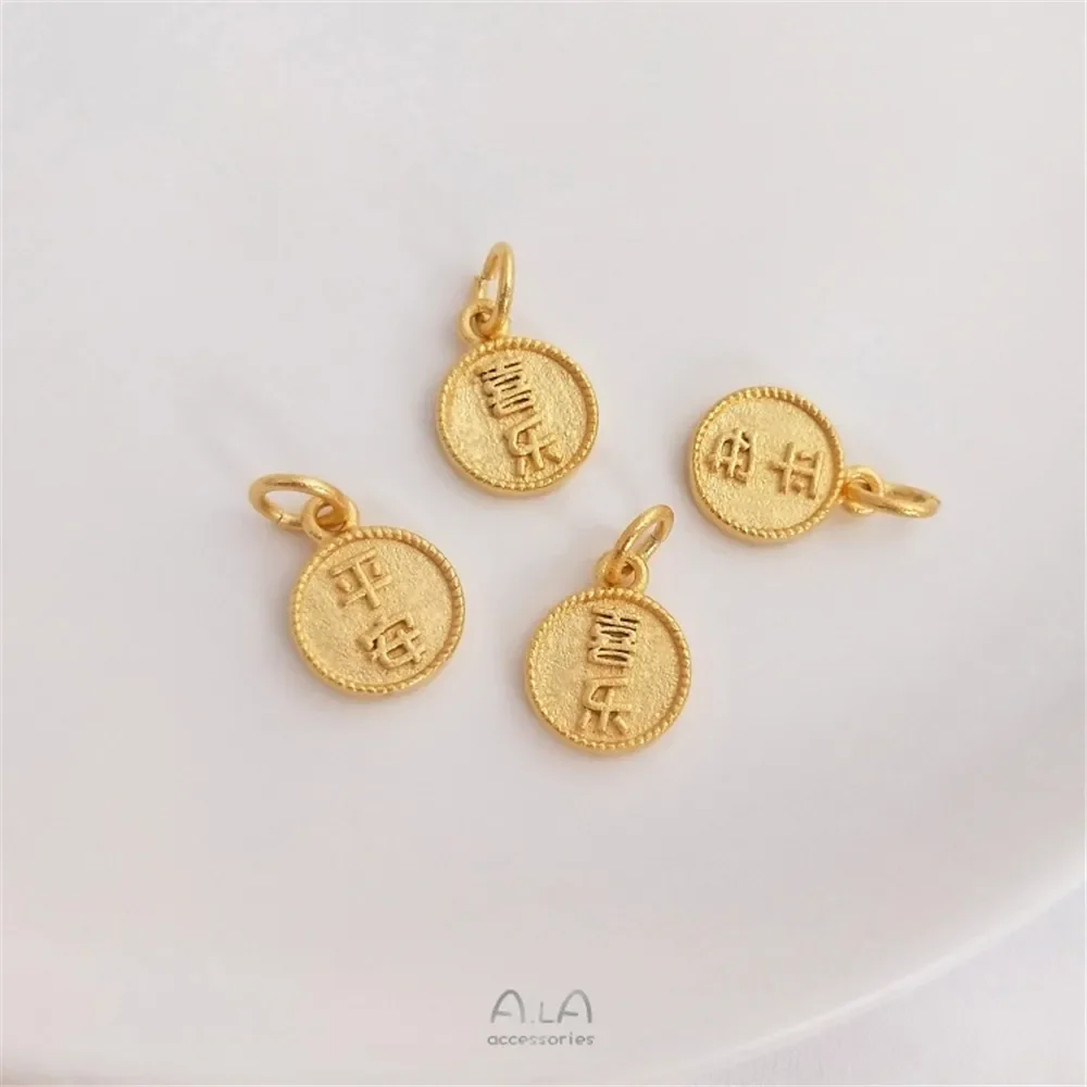 Sand gold small hanging tag strong good luck luck no matter brand pendant peace joy round brand DIY bracelet string pendant