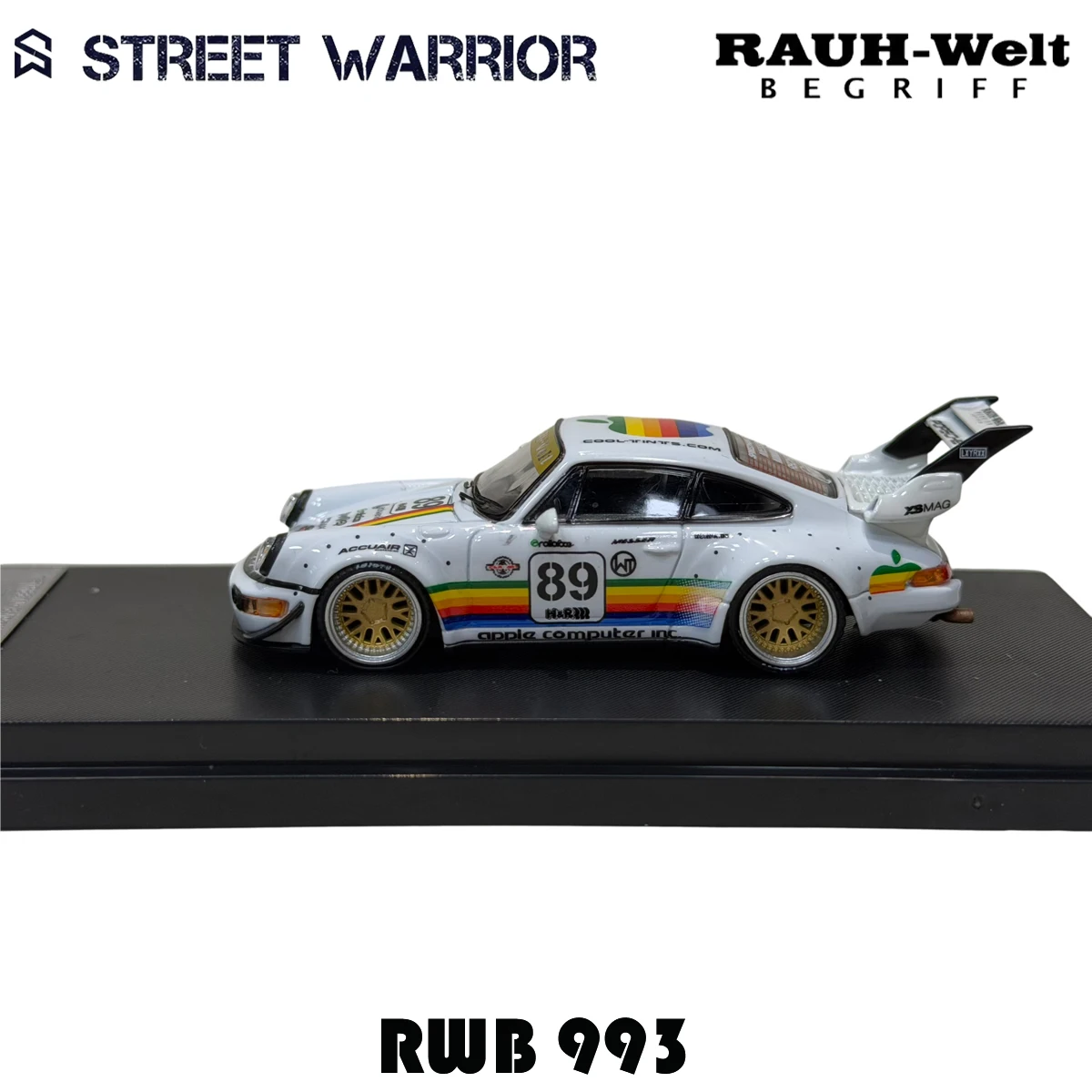 SW 재고 있음 1:64 RWB 993 블랙 애플 다이캐스트 디오라마 자동차 모델 컬렉션 스트리트 워리어 썸네일 6