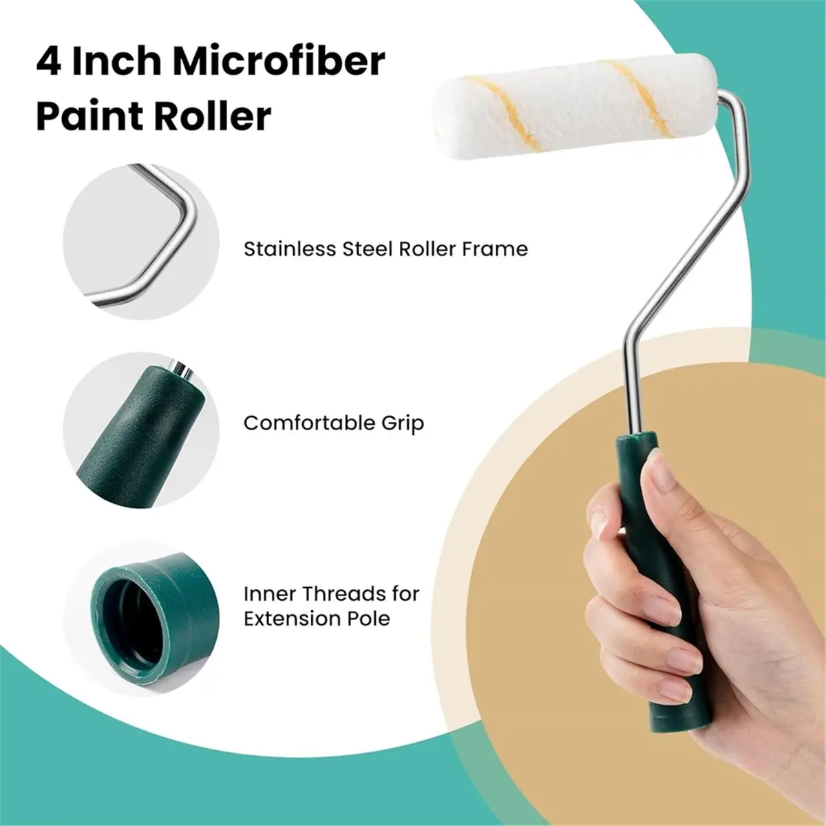 

Чехлы для малярных валиков, упаковка из 26 штук, набор 4-дюймовых 3/8-дюймовых валиков для ворса, мини-крышки для валиков для всех красок и пятен