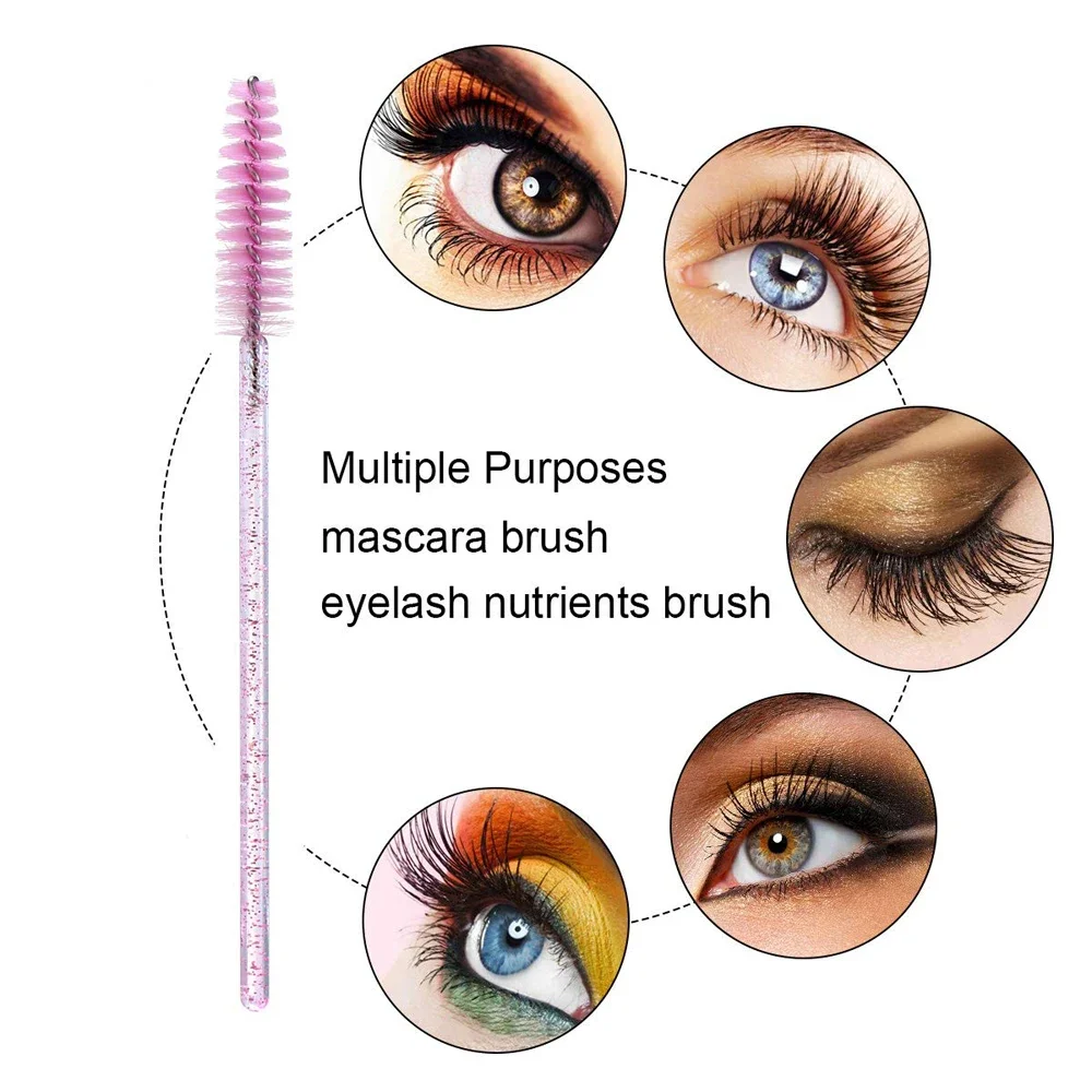 50/100Pcs Crystal Eyelash Brush Disposable Mascara Wands Eyelash Extension Microbrush Eyebrow Applicator Makeup Brush