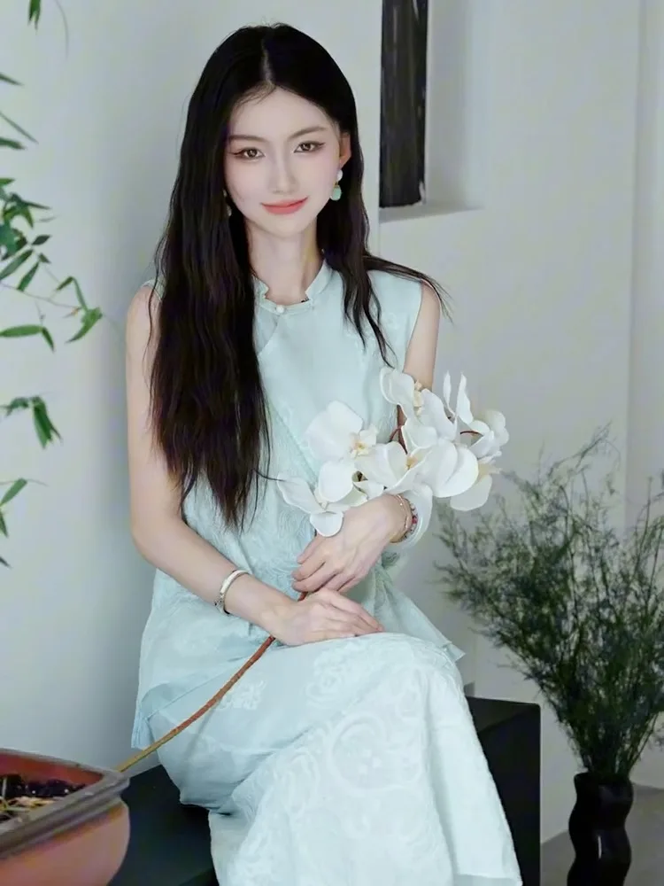 

Ele een Chinese Sle Midi Dr Women's Summer Faion Set Two-Piece Suite Soft Gentle Qi Qi f Skirt Ensemble