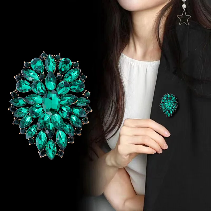Zinc Alloy Rhinestone Glass Brooch Hat Tie Crystal Pin Elegant Sparkle Durable Design For Party Evening Business Women