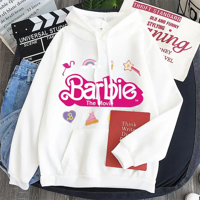 

2024 New Adult Girls Sweater Hoodie Barbie Cartoon Autumn and Winter Sports Loose Casual and Comfortable Top Cute Holiday Gift