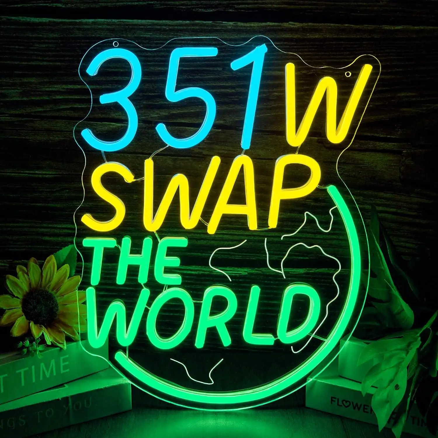 351W Swap The World Neon Sign USB Dimmable LED Lights For Muscle Car Man Cave Hot Rod Shop Workshop Wall Hanging Art Decor Gift