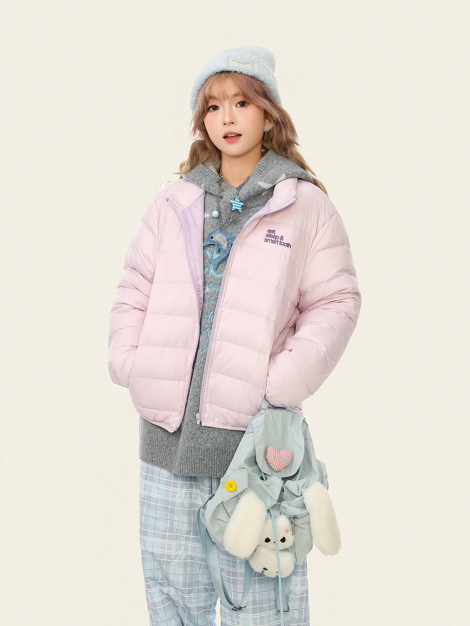 

Puffy Biscuit Women's down Jaet Loose Fit Lightweight Warm Casual Sle Pure Color Winter Outerwear Breathable Water Resistant