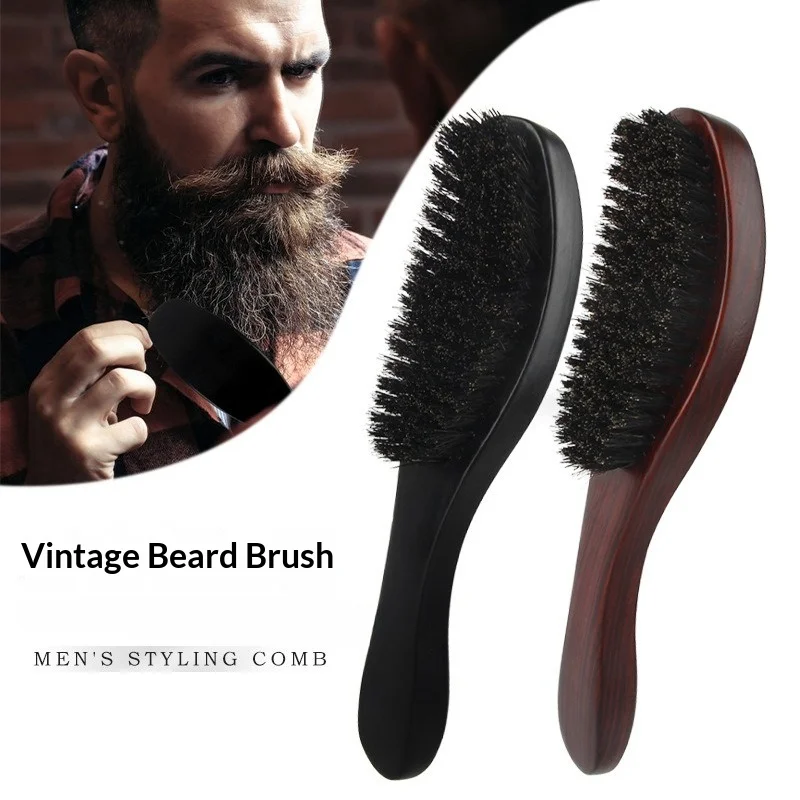 Wood/Plastic Optional Hair Brush Boar Bristle For Men's Beard Shaving Comb Wave Hairbrush Soft Boar Bristles Handle Hair Brush