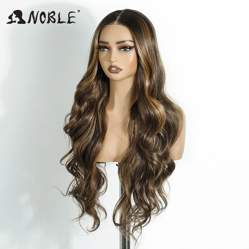 نوبل الاصطناعية الدانتيل الجبهة الباروكات للمرأة طويلة الجسم موجة ارتداء والذهاب غلويليس شعر مستعار أومبير براون 6x4 قبل قطعها قبل قطع شعر مستعار الدانتيل