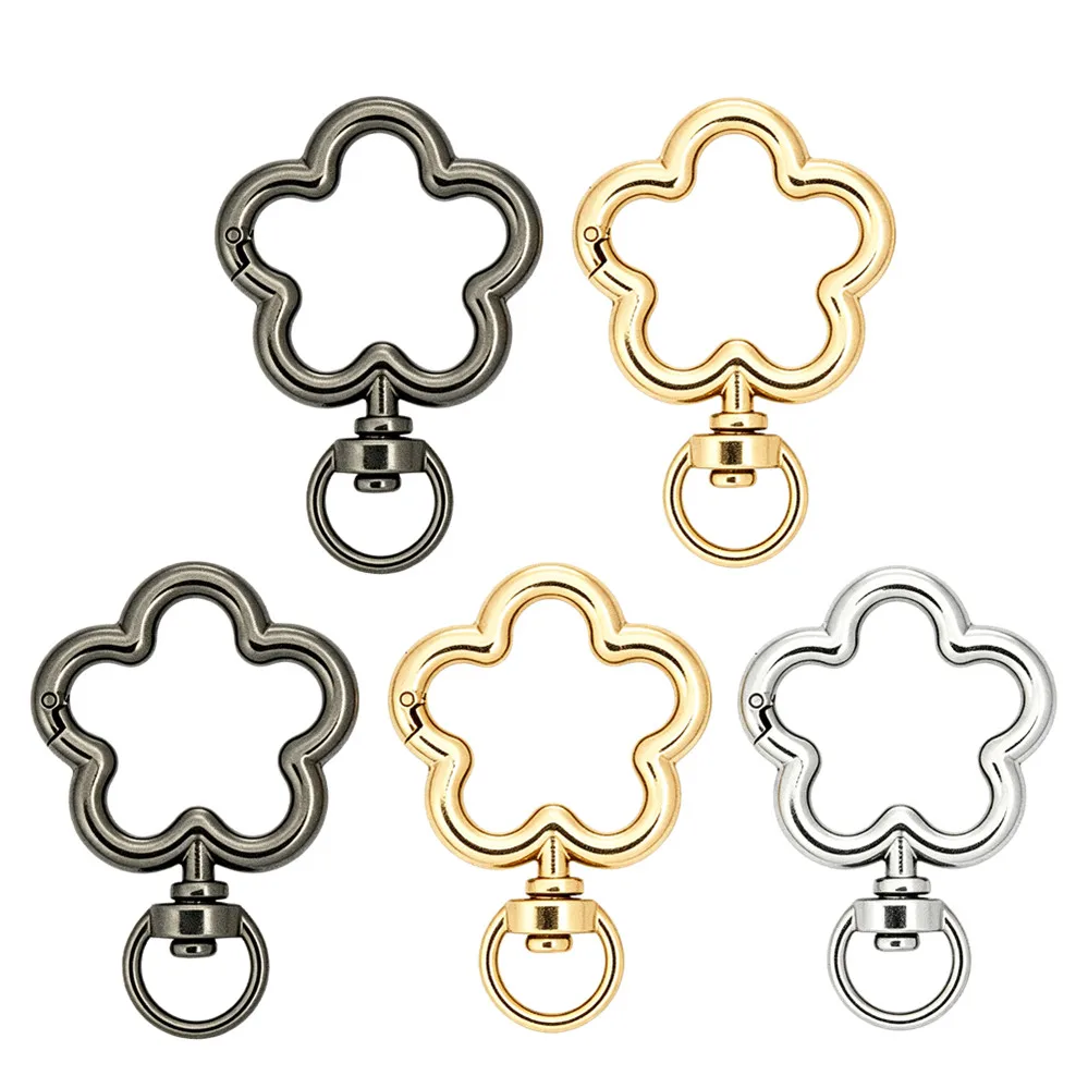5pcs Flower Zinc Alloy Lobster Claw Clasps Swivel Lanyards Trigger Snap Hooks Strap Connector for Bag Key Chains Rings Jewelry