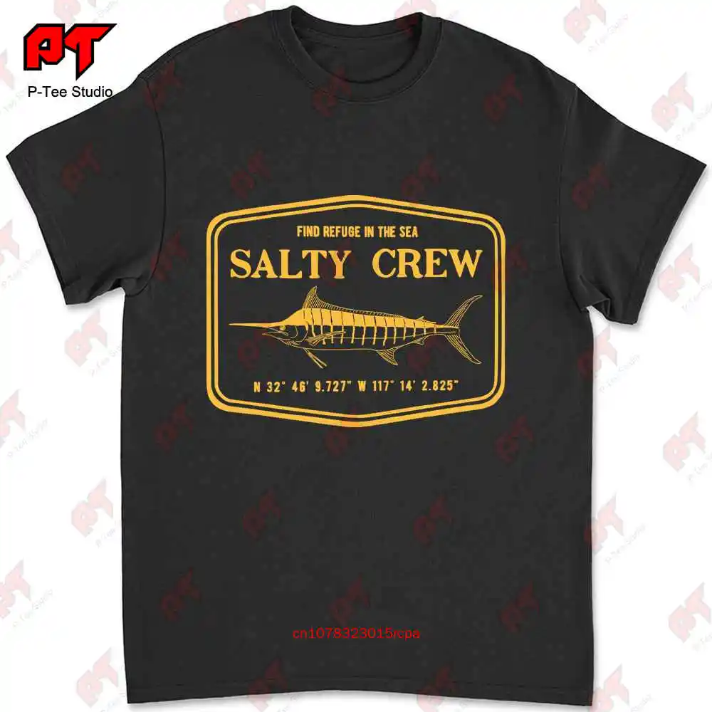 Salty Crew T Shirt Medium Dark Black Find Refuge In The Sea Swordfish HK0U