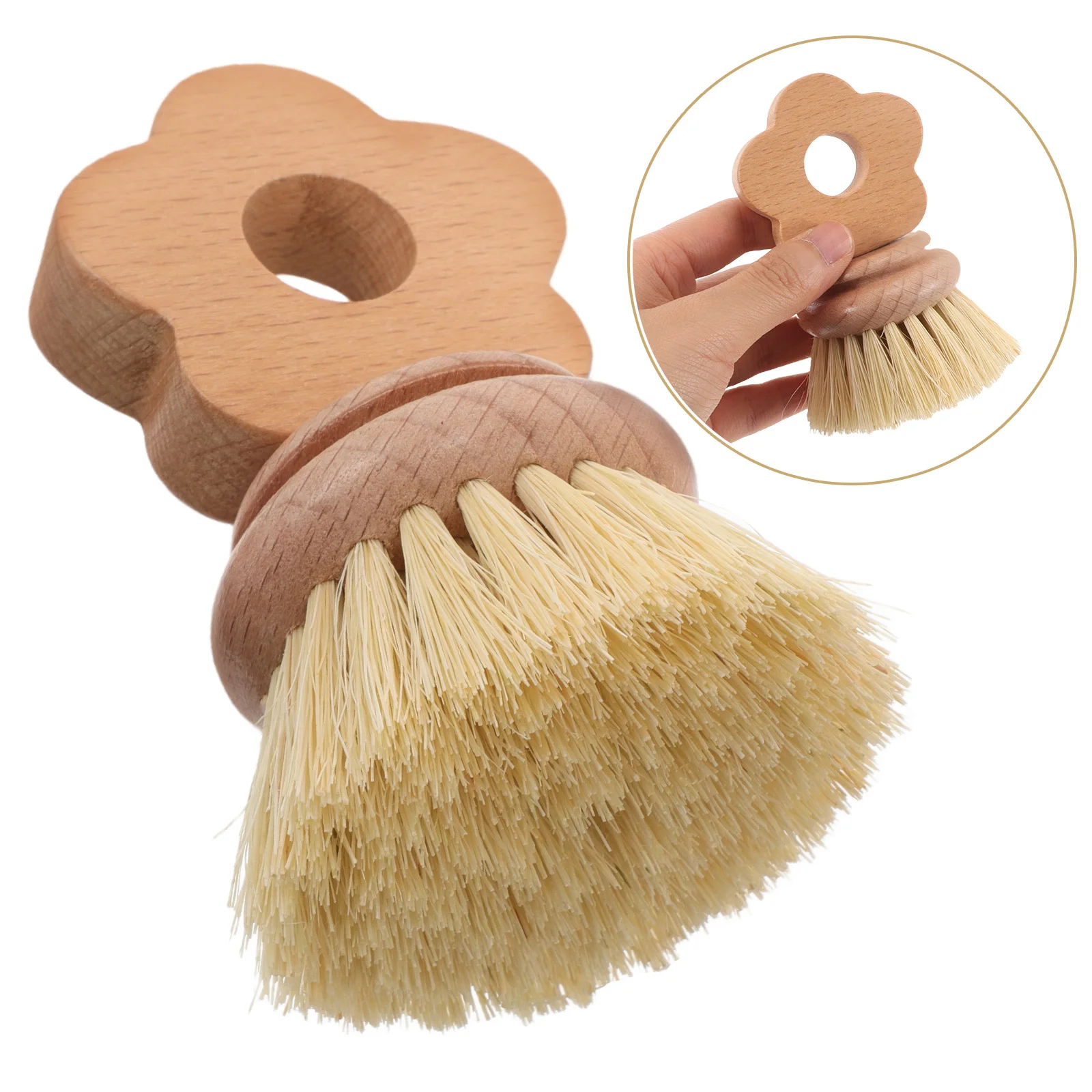 

Wood Palm Scrub Brush Kitchen Cleaning Brush Mini Short Handle Sisal Bristles Pot Pan Dish Scrubber Stove Sink Grill Bathroom