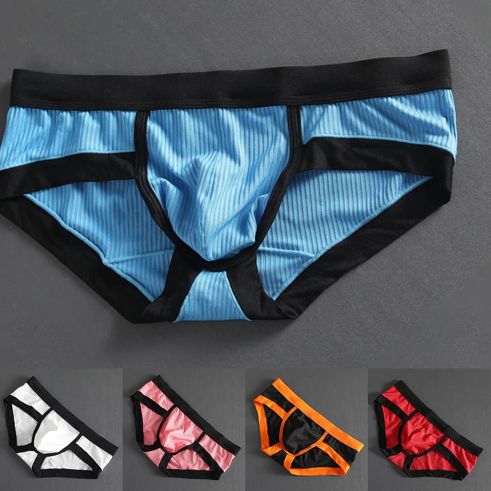 Calzoncillos sexys para hombre, Bikini con bolsa grande para pene, ropa interior de tiro bajo con bulto, lencería corta elástica transpirable