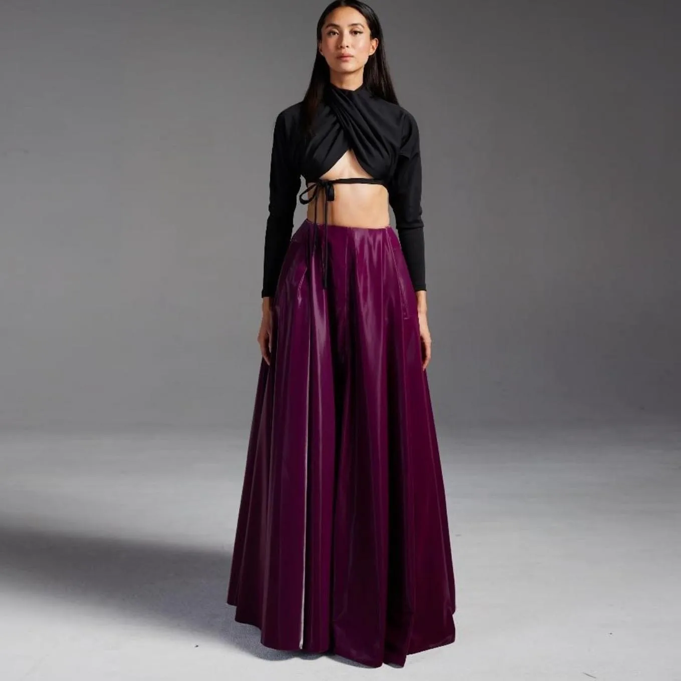 

Maxi Long Woman Clothes Any Color Custom Made Ever Pretty Skirt Plus Size Dark Purple Long Evening Skirt Free Shipping 20424