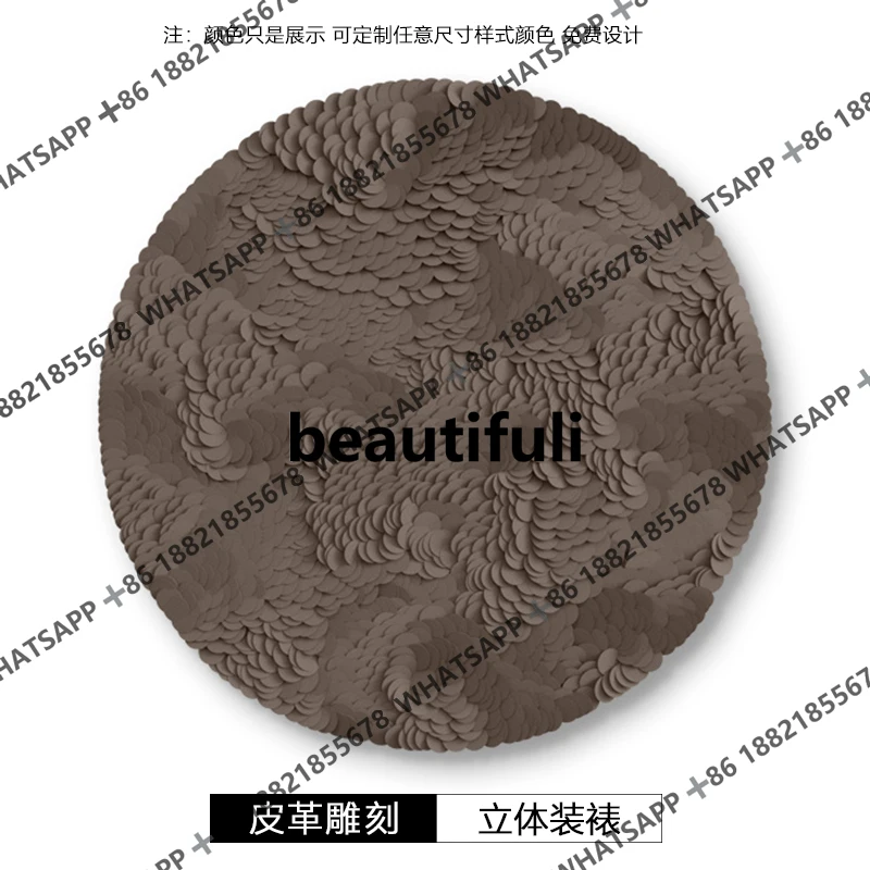 

Modern entrance 3d three-dimensional leather carving mural light luxury physical painting living room decorative painting