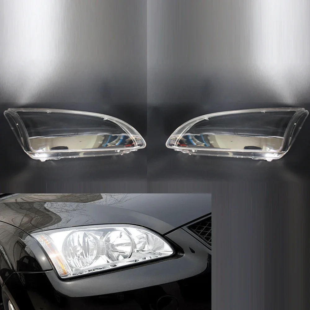 2 Pcs Left + Right Car Front Headlight Lens Light Cover Lampshade Shell Accessories Fit for Ford Focus 2005 2006 2007 2008