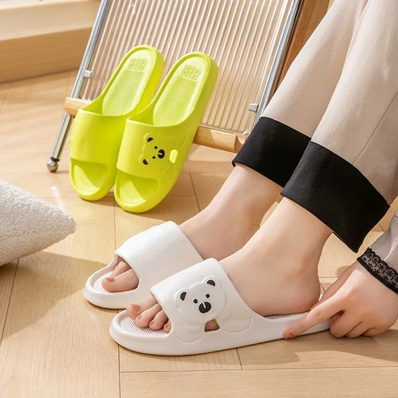 Summer Cartoon Bear Indoor Slippers for Women Lightweight Soft EVA Slides Woman Comfort Home Bathroom Non Slip Slippers image 2