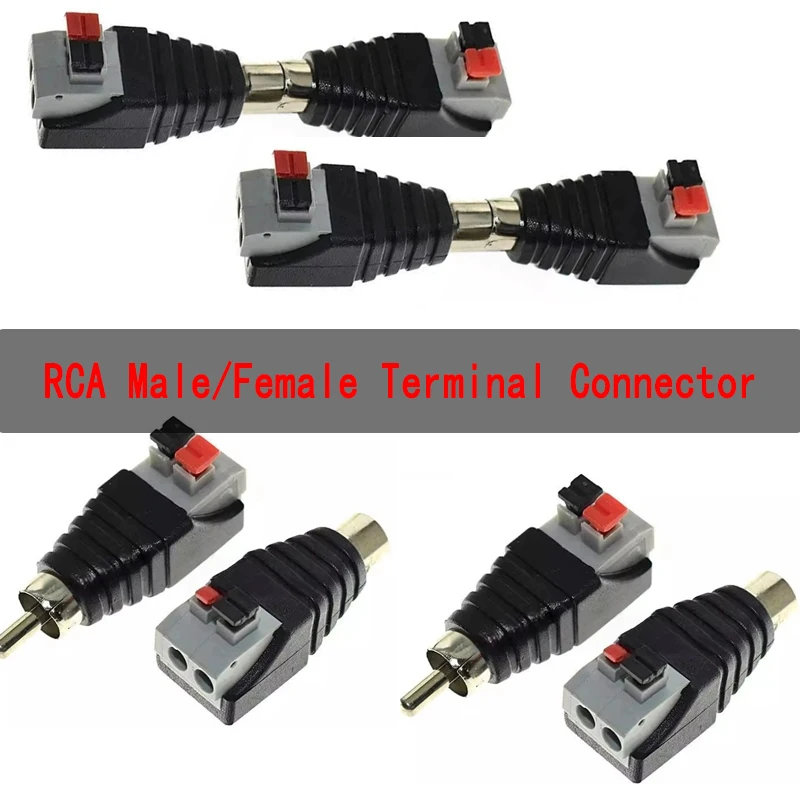 

4/10/40 Pcs RCA Male/Female Terminal Connector - Crimp & Press Plug Design for Home Theater, CCTV & Audio Devices