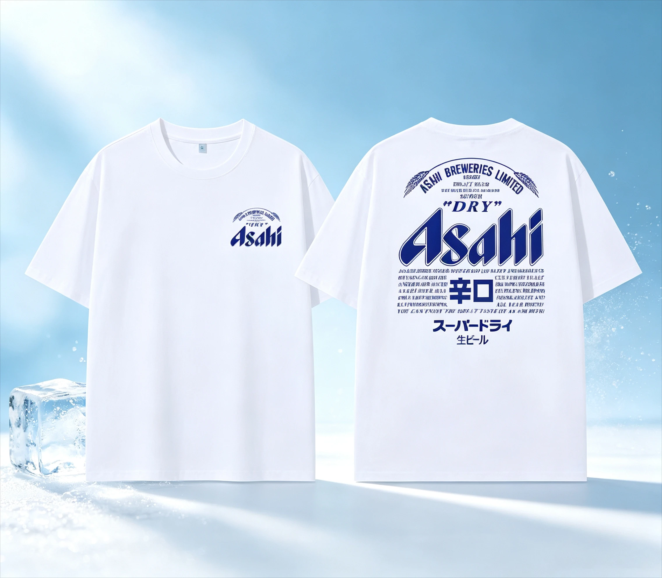Men White Crew Neck T-shirt Double Sided Retro Letter & Japanese Text Graphic Print Short Sleeve Unisex Vintage Streetwear Tops