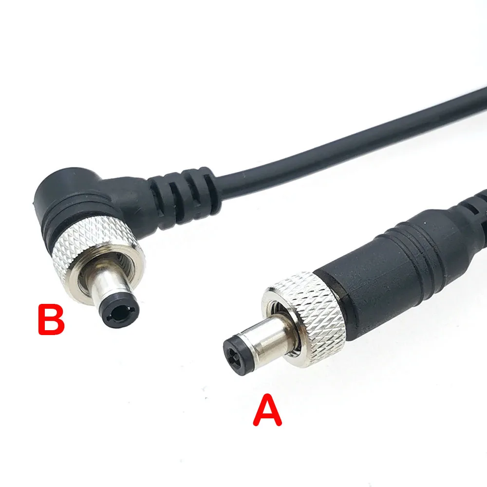 1pc Straight Elbow With Lock DC Cable Nut Screw Anti-tripping Monitoring DC 5.5*2.5MM Male Power Cable For Monitoring Camera LED