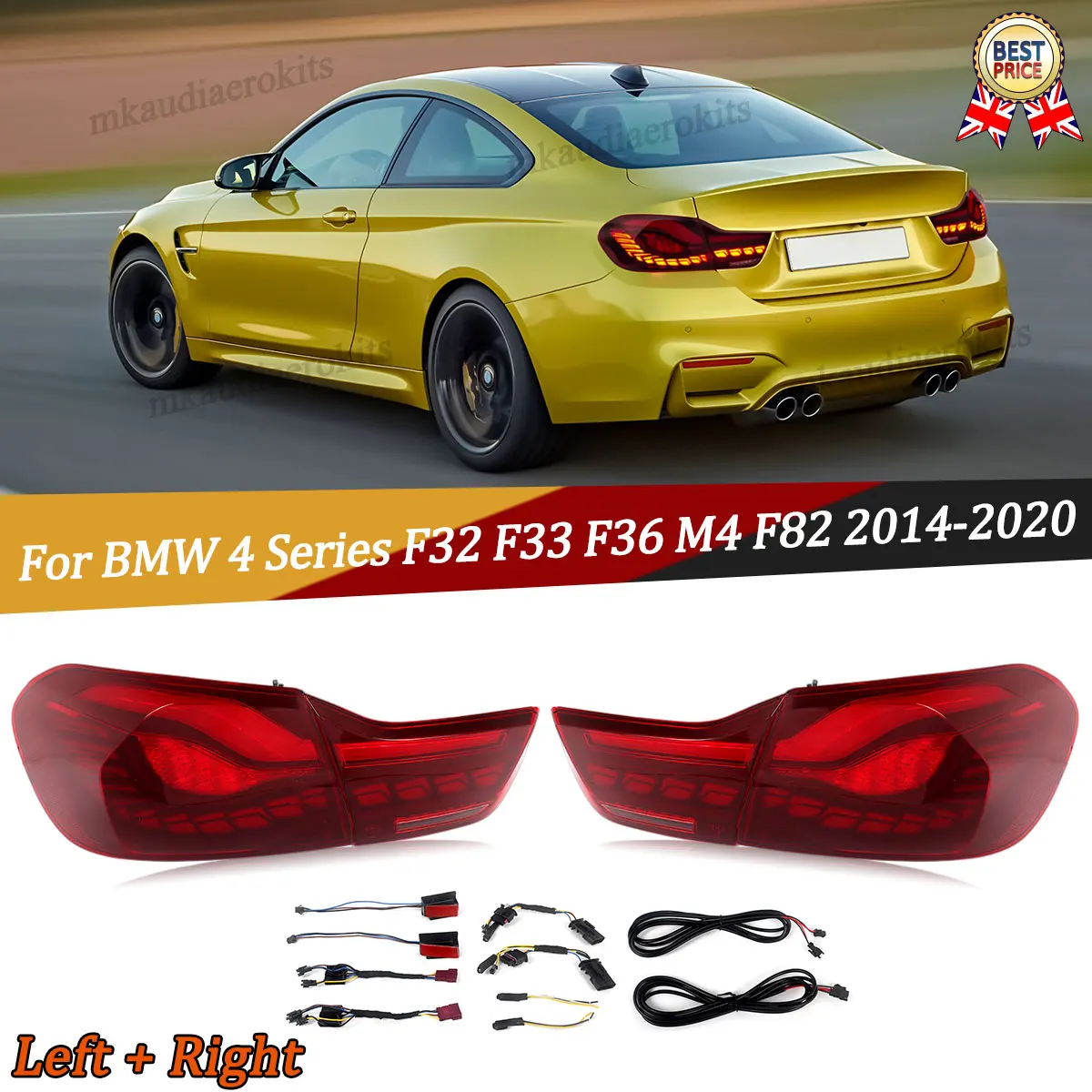 

MAGICKIT Pair LED Rear Tail Light Assembly For BMW 4 Series F82 F83 F32 F33 F36 2014-2020 M4 GTS Style / CS Style LED Accessorie