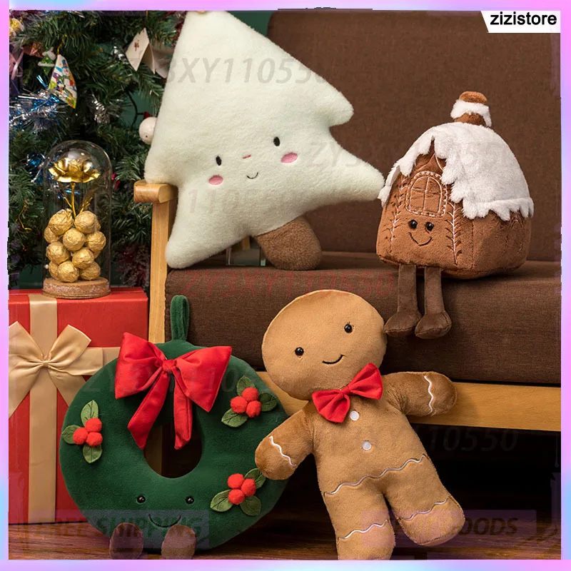 

Ins Style Christmas Plush Pillow Wreath And Tree Shaped Soft Fluffy Stuffed Home Sofa Holiday Decoration Gift For Kids Adults