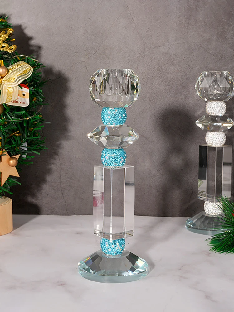 2Pc/Sst , Crystal Candlestick Home Decoration Candle Holder Crystal Transparent Birthday Dinner Party Candle Atmosphere
