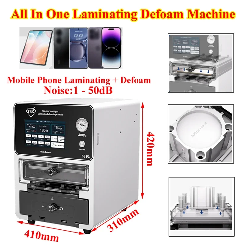 

LY-TBK-208C All in One Curved Screen Laminating and Defoam Machine for Smart Mobile Phone Model Layer Precision Lamination 220V